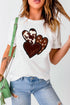 White Valentine'S Western Fashion Day Heart Print T-Shirt