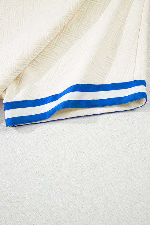 White Varsity Half Zip Textured Plus Size Top