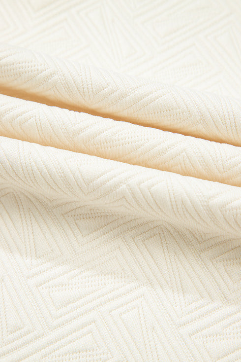 White Varsity Half Zip Textured Plus Size Top