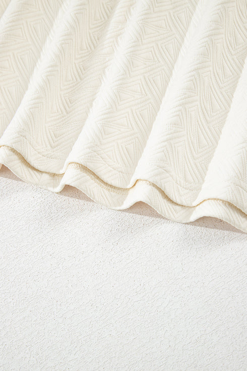 White Varsity Half Zip Textured Plus Size Top