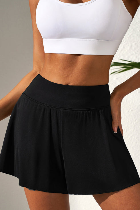 Wide Band High Rise Loose Fit Active Shorts