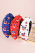 Wide Canvas Knotted Profile Gemstone Embellished Statement Headband