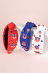 Wide Canvas Knotted Profile Gemstone Embellished Statement Headband