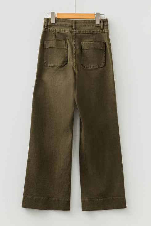 Wide Leg Double Waistband Loose Straight Denim Jeans