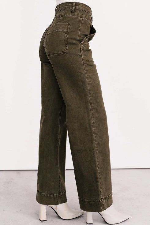 Wide Leg Double Waistband Loose Straight Denim Jeans
