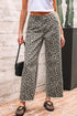 Wide Leg Western Leopard Print Stretch Denim Jeans