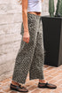 Wide Leg Western Leopard Print Stretch Denim Jeans