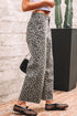 Wide Leg Western Leopard Print Stretch Denim Jeans