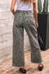 Wide Leg Western Leopard Print Stretch Denim Jeans