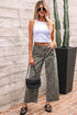 Wide Leg Western Leopard Print Stretch Denim Jeans
