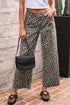 Wide Leg Western Leopard Print Stretch Denim Jeans