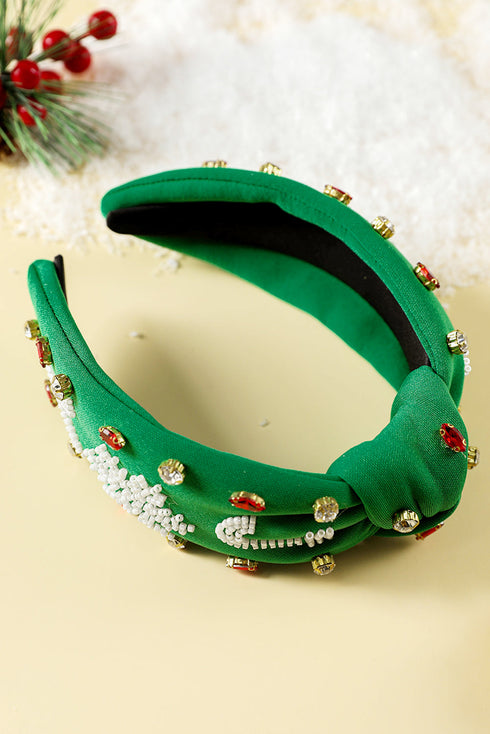 Wide Rice Beaded Rhinestone Embellished Statement Headband