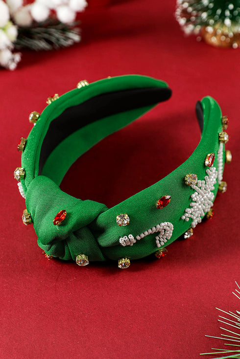 Wide Rice Beaded Rhinestone Embellished Statement Headband