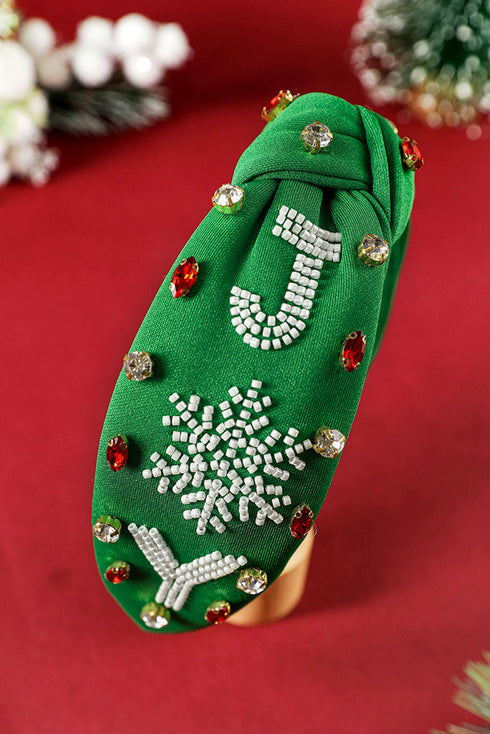 Wide Rice Beaded Rhinestone Embellished Statement Headband