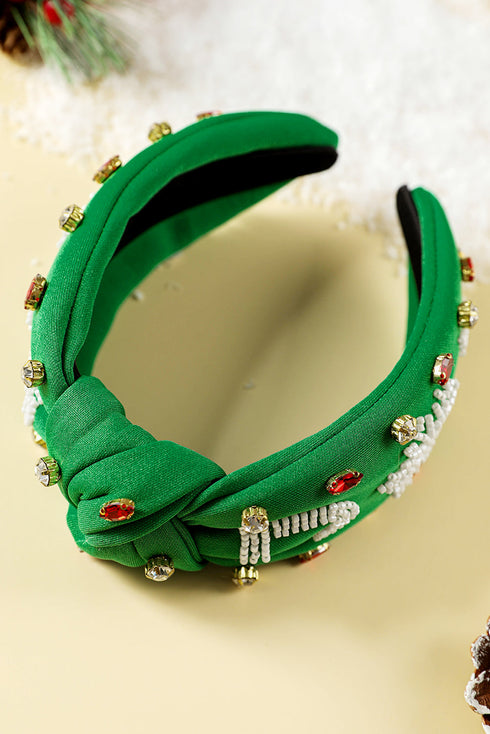 Wide Rice Beaded Rhinestone Embellished Statement Headband