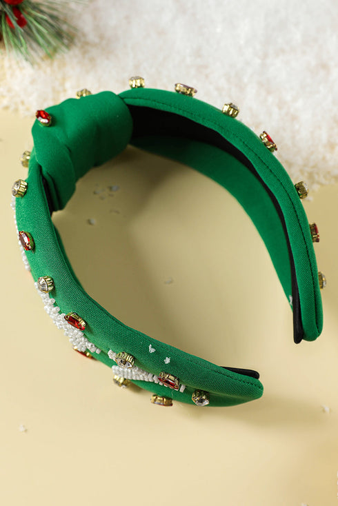 Wide Rice Beaded Rhinestone Embellished Statement Headband