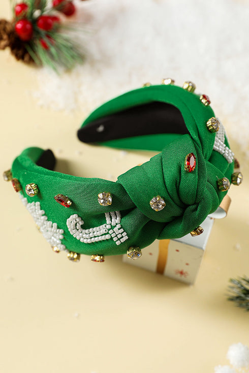 Wide Rice Beaded Rhinestone Embellished Statement Headband