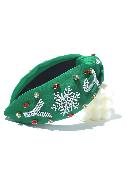 Wide Rice Beaded Rhinestone Embellished Statement Headband
