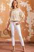 Wide Ruffle Sleeve Floral Print Relaxed Woven Blouse