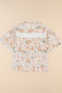 Wide Ruffle Sleeve Floral Print Relaxed Woven Blouse