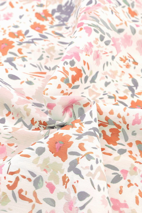 Wide Ruffle Sleeve Floral Print Relaxed Woven Blouse