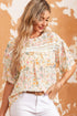 Wide Ruffle Sleeve Floral Print Relaxed Woven Blouse