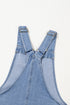 Wide Strap Button Front Pocketed Solid Denim Mini Dress
