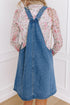 Wide Strap Button Front Pocketed Solid Denim Mini Dress