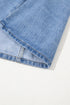 Wide Strap Button Front Pocketed Solid Denim Mini Dress