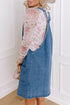 Wide Strap Button Front Pocketed Solid Denim Mini Dress