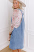 Wide Strap Button Front Pocketed Solid Denim Mini Dress