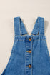 Wide Strap Button Front Pocketed Solid Denim Mini Dress