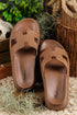 Wide Strap Cutout Design Open Toe Platform Slippers