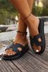 Wide Strap Cutout Design Open Toe Platform Slippers