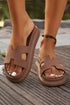 Wide Strap Cutout Design Open Toe Platform Slippers
