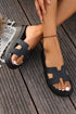 Wide Strap Cutout Design Open Toe Platform Slippers