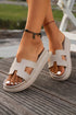 Wide Strap Cutout Design Open Toe Platform Slippers