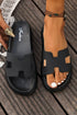 Wide Strap Cutout Design Open Toe Platform Slippers