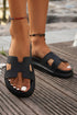 Wide Strap Cutout Design Open Toe Platform Slippers