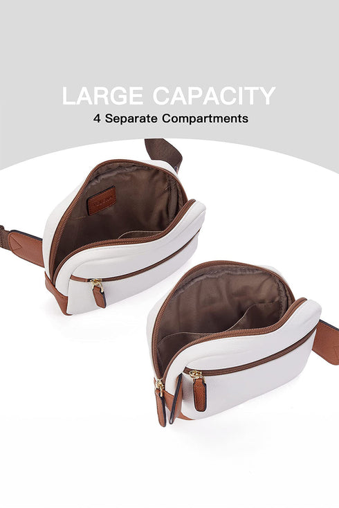 Wide Strap Patched Faux Leather Camera Crossbody Bag