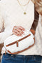 Wide Strap Patched Faux Leather Camera Crossbody Bag