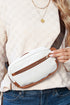 Wide Strap Patched Faux Leather Camera Crossbody Bag