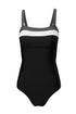 Wide Strap Ruched Color Block One Piece Swimsuit