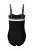 Wide Strap Ruched Color Block One Piece Swimsuit