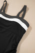 Wide Strap Ruched Color Block One Piece Swimsuit