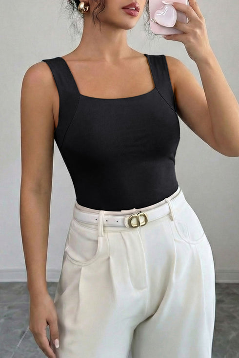 Wide Strap Splicing Activewear Athleisure Tank Top