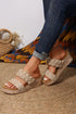 Wide Strap Woven Suede Texture Wedge Slide Slippers