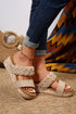 Wide Strap Woven Suede Texture Wedge Slide Slippers