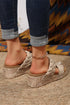 Wide Strap Woven Suede Texture Wedge Slide Slippers