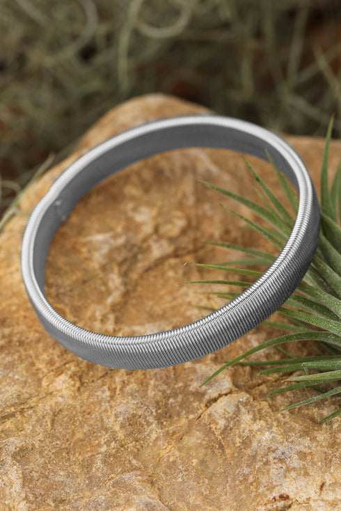 Wide Stretchy Plated Metal Rhinestone Detail Bangle Bracelet